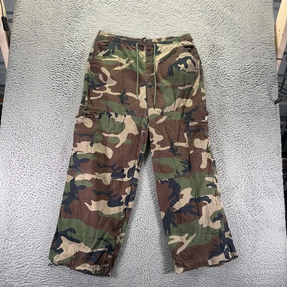 Almost Famous Pant Mens XL Brown Camouflage Cotton Cargo Straight Combat Stretch