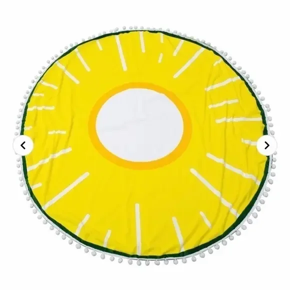 MODA NWT‎ Sliced Pineapple Round Pompom Hem Swim Beach Towel