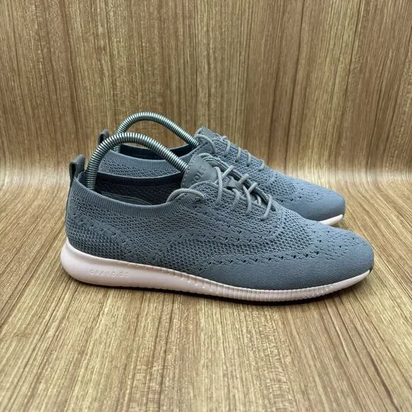 Cole Haan 2. Zero Grand OS Shoes lace up Pink Soles Gray Mesh Oxford Women 8.5 B