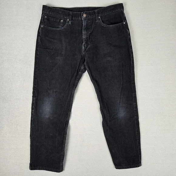 Levis Pants Mens 36x26 502 Straight Fit Corduroy Black‎ White Tab Cot5on *READ