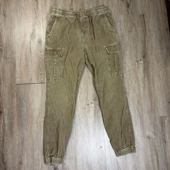 Aeropostale Cargo Corduroy Jogger Pants Womens Medium 100% Cotton Brown