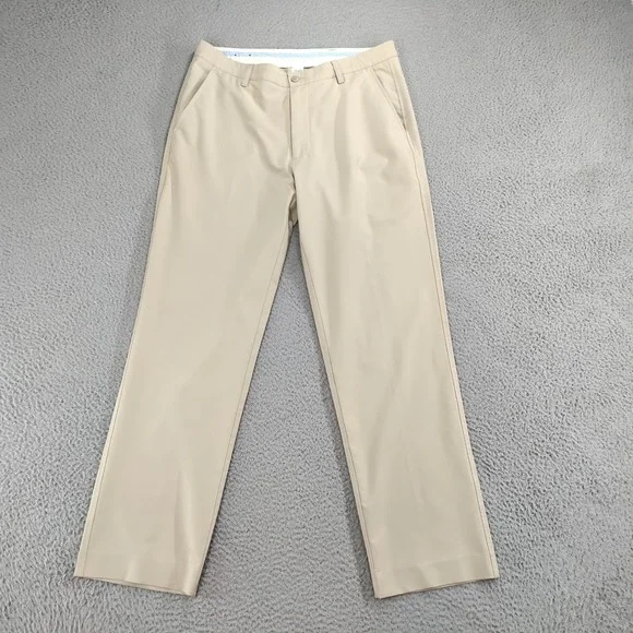 Footjoy Golf Pants Men 36x32 Beige Outdoor Stretch Performance Flat Front Preppy