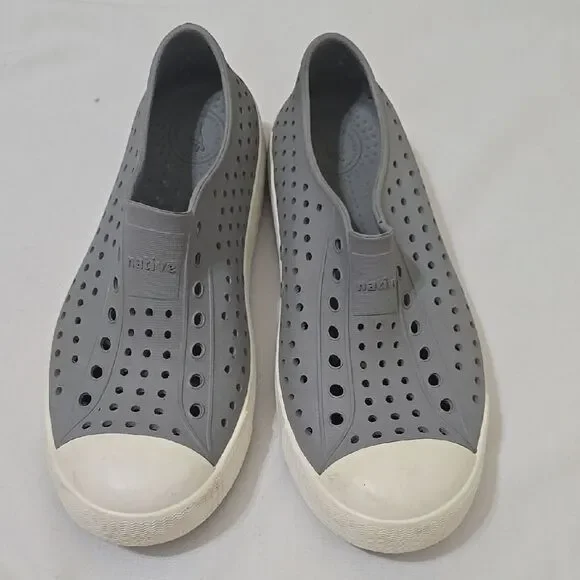 Native Gray and White Water Shoes with Perforated Design