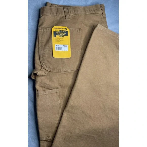 NWT Carhartt Men's BN0011-M‎ Khaki Loose Fit Size 44x36 Washed Duck Utility