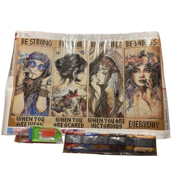 Inspirational Women 5D Diamond Painting Kit Be Strong Brave Humble Badass