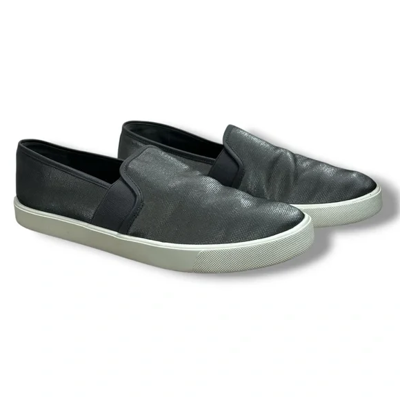 Vince Womens Preston‎ Loafer sz 7 Metallic Pewter Gray Slip On Shoe Casual Comfy
