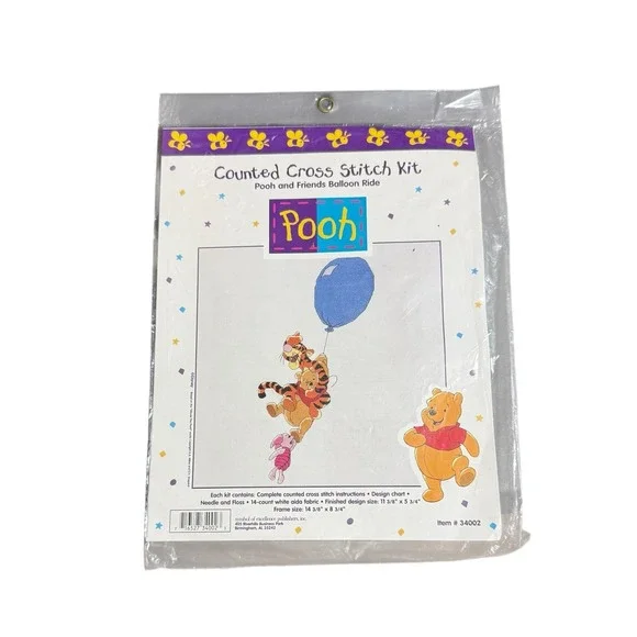 Counted Cross Stitch Kit Pooh and Friends‎ Balloon Ride Disney Kit #34002