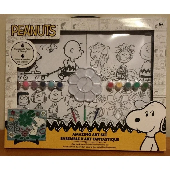 Peanuts Amazing Art Set For Kids, 4 Canvases To Paint, New In‎ Sealed In Box