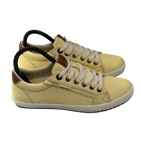 NEW‎ Taos Star Burst Canvas Sneakers Womens 8 Yellow Low Top Comfort Casual Boho