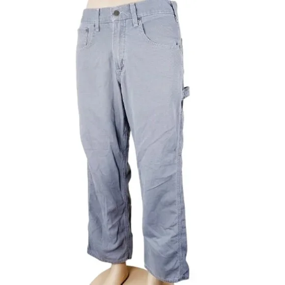 Carhartt Men's Charcoal Grey Loose Fit Canvas Carpenter Work Pants Size 32x30