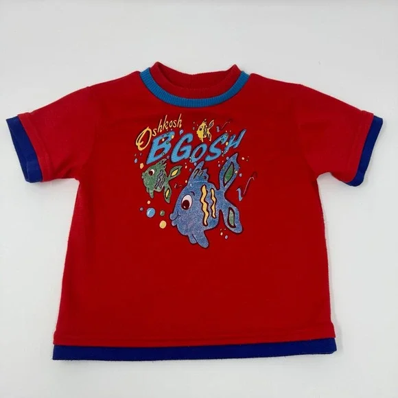 Vintage OshKosh Baby B'gosh fish Cute T-Shirt Size 24 Months Made In USA‎
