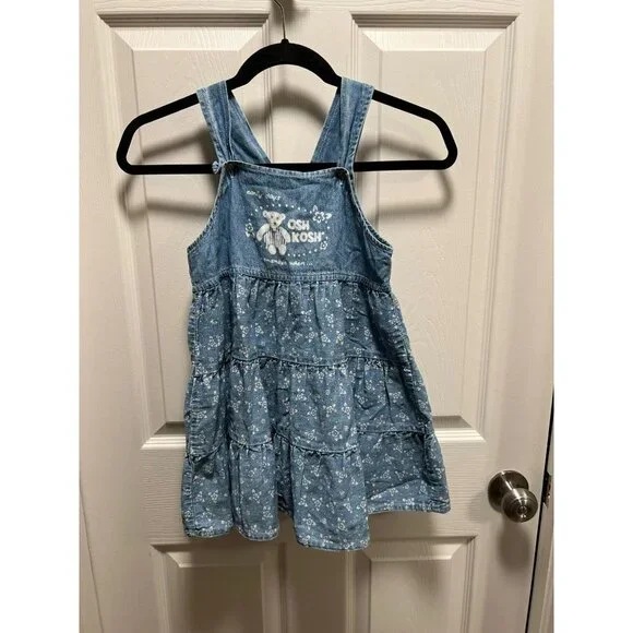 Oshkosh B'Gosh |‎ Vintage Denim Dress Teddy Bear Sz 5