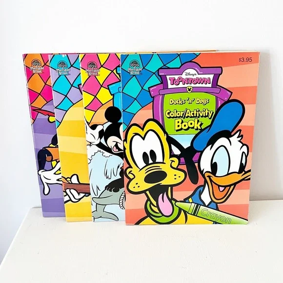 Disney‎ Toontown Coloring Activity Books Multicolor Mickey Donald Goofy 4pk Lot