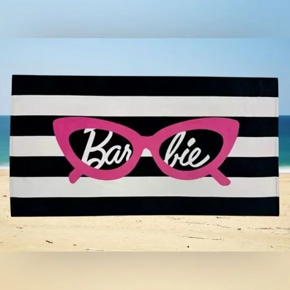 Barbie Black and White Stripe Beach Towel