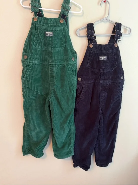 OshKosh B'gosh Kids Corduroy Overalls - Green and Navy
