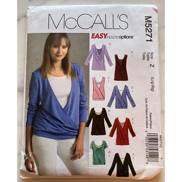 McCall's Pattern M5271 Women's Tops & Tank Tops 8‎ Styles Size L-XL Uncut