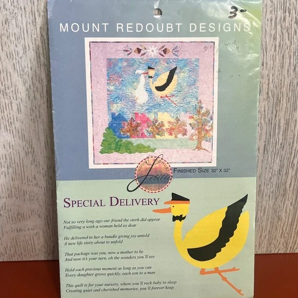Mount Redoubt Designs Special Delivery Stork Baby Quilt Pattern MRD016 32x32