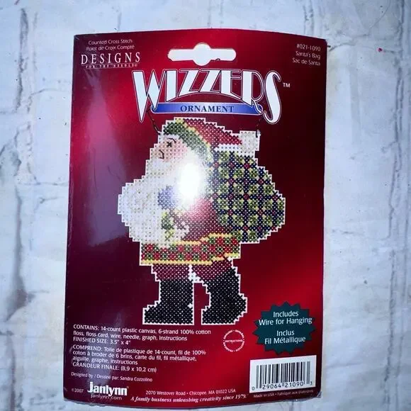 NOS 2007 Janlynn Cross Stitch Kit Wizzers Ornament Santa’s Bag #021-1090