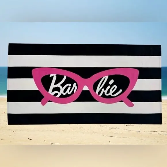 Barbie Black and White Stripe Beach Towel