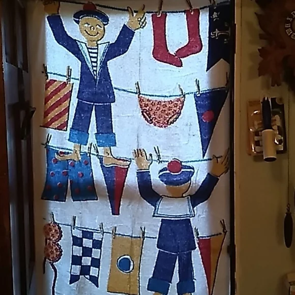 Vintage 1970s sailor boy beach towel