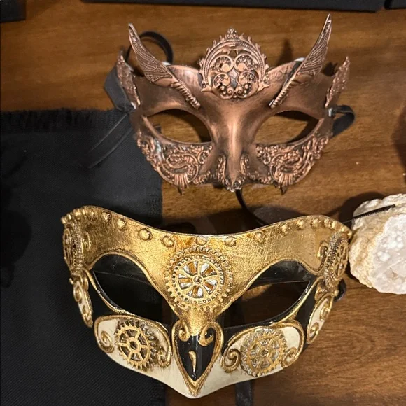 Steampunk Masquerade Masks in Gold and Bronze