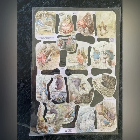 6pc Beatrix Potter Story Book Characters Die Cut Scrap 1990 England
