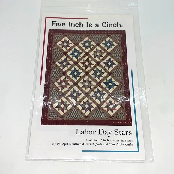 Five Inch Is a Cinch Quilt Pattern “Labor Day Stars” : 5 inch squares in 3 sizes