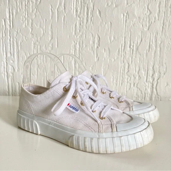 Superga White Canvas Sneakers Size 6.5