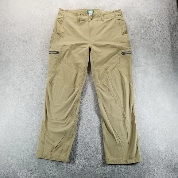LL Bean Pants Mens 38x32 Beige Cresta Nylon Cargo Hiking Outdoor Travel Trail