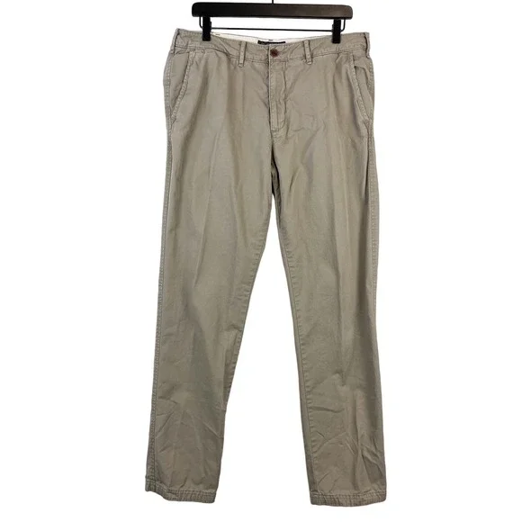 Abercrombie & Fitch Mens (34x32) Slim Straight Chino Pants Beige Cotton