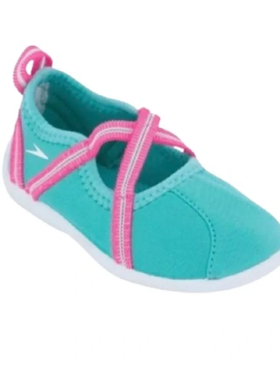 🆕- Speedo Toddler Girls' Water Shoes - Turquoise/Pink Size: Large 9/10