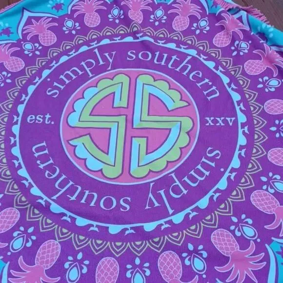 Simply Southern round terrycloth fringed beach towel boho preppy summer vacation