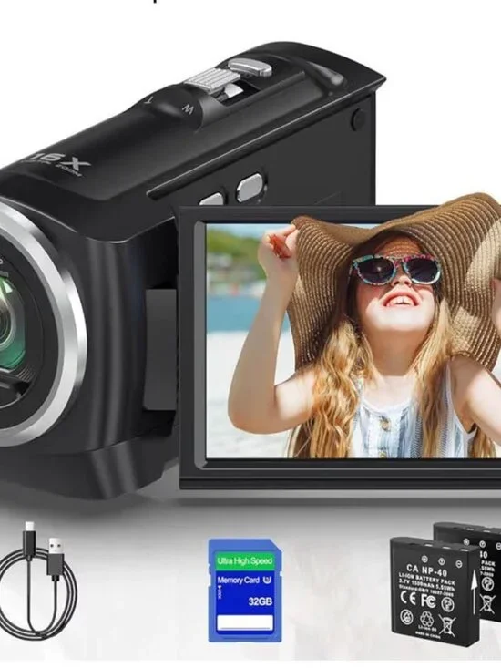 HD Vlogging Video Camera - Digital Camcorder for YouTube, Webcam Function, 2.8