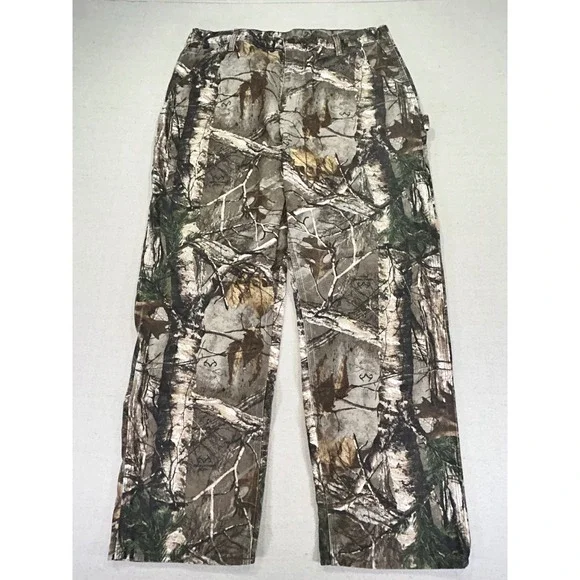 Vintage Carhartt Men 38 B235977 Camo Dungaree Hunting Carpenter Cargo Pants‎ USA