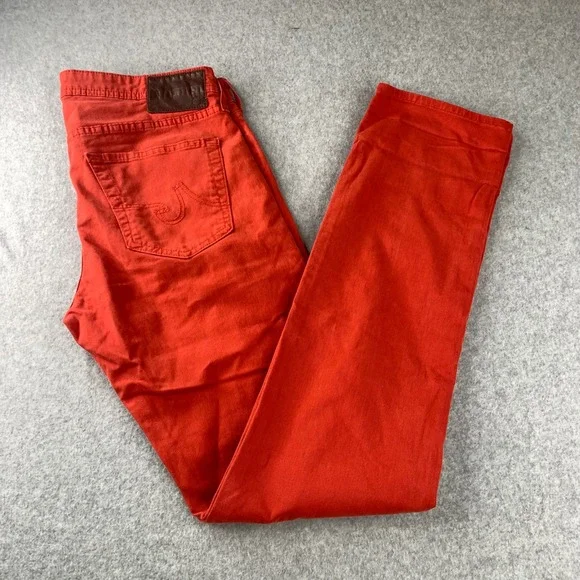 AG Adriano Goldschmied The Matchbox Pants Mens 34 Red Slim Straight Chino