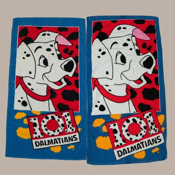 Vintage 90s Disney 101 Dalmatians Beach Towel Set Franco