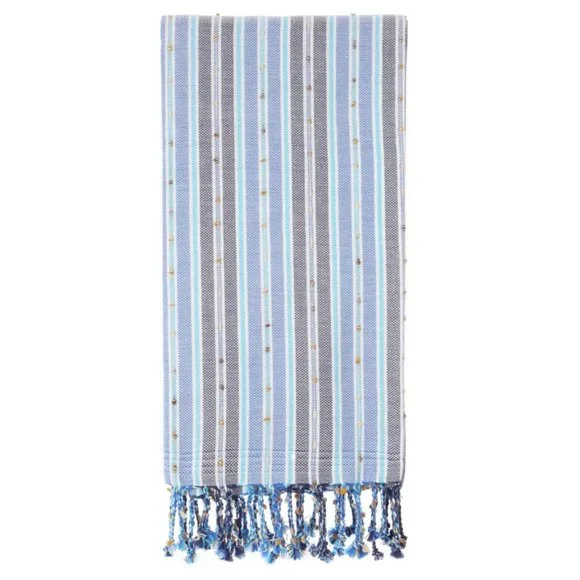 4 Blue Bohemian Towels - 100% Turkish Cotton Beach Bath Towel