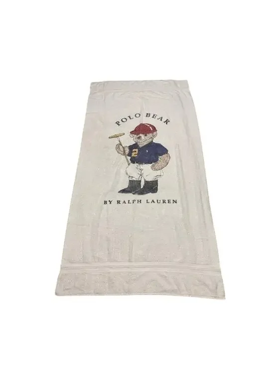 Ralph Lauren Polo Bear Beach Towel White Polo Player Bath Towel Large
