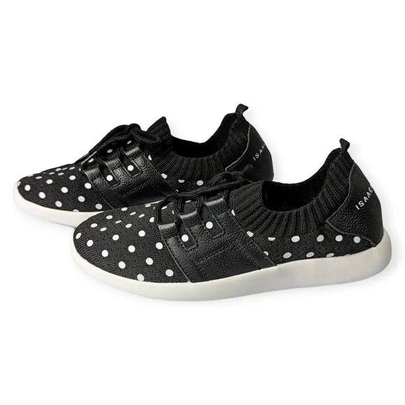 Isaac Mizrahi Shoes Isaac Mizrahi Reece Polka-Dot Lace-Up Knit Sneakers NO OFFER