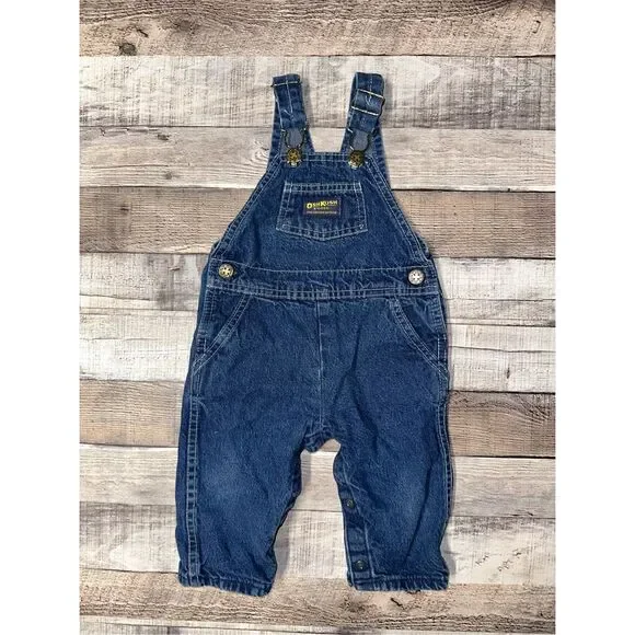 Vintage Oshkosh B’Gosh Baby Toddler 12mo USA Union Made Vestbak Denim Overalls