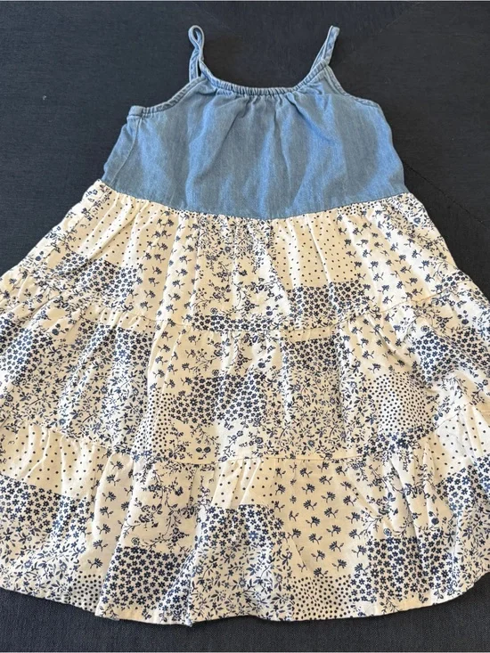 OshKosh B'gosh Girls Size 6/6x Denim and Floral Tiered Dress