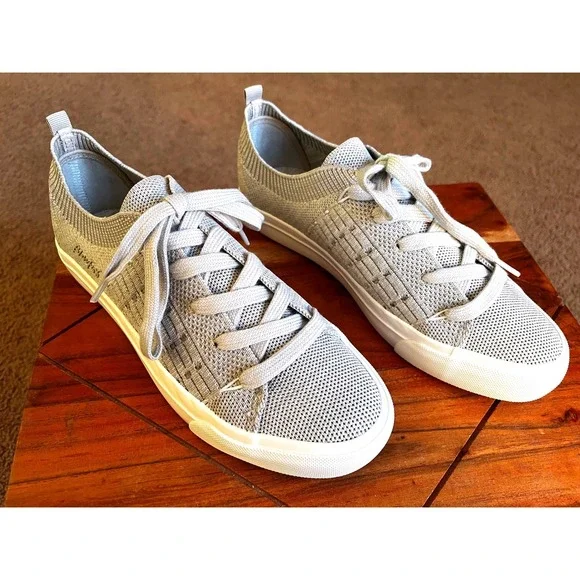 Blowfish Malibu Womens ZS001 Grey Knit Lace Up Low Top Sneakers Size 7.5‎