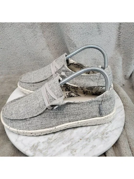 Hey Dude Shoes Womens Size 7 Wendy Linen Gray Slip On Casual