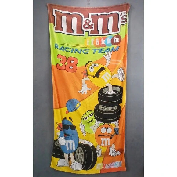 M&M's Racing Team #38 NASCAR Beach Towel Multicolor Cartoon Fleece Winter 68x35