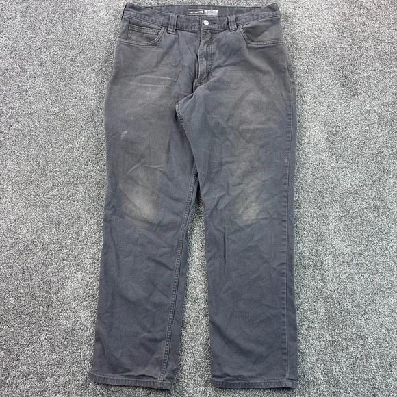 Vintage Y2K Carhartt Carpenter Pants Mens 34x32 Gray Canvas Utility Workwear
