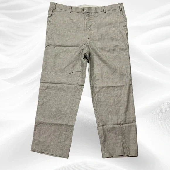 ZANELLA Men's Grey TODD Flat Front Wool Dress Pants 40X26(read) Graph Check(?)‎