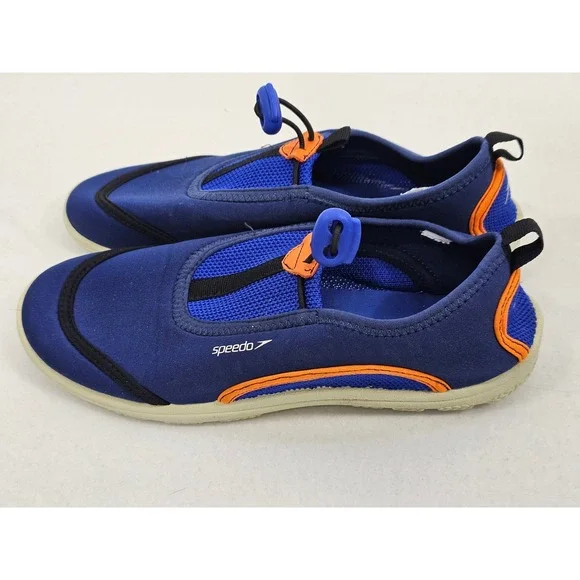 Speedo Kids Aqua‎ Shoes Water Shoes Slip On Blue Orange Drawstring Size 5