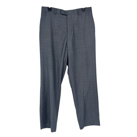 Perry Ellis Portfolio Dress Pants Mens 32/30 Blue Gray Glen Plaid Check Business