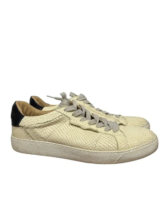 AllSaints Womens Snake Print Leather‎ Low Top Sneakers Cream Black Sz EU 39/8.5
