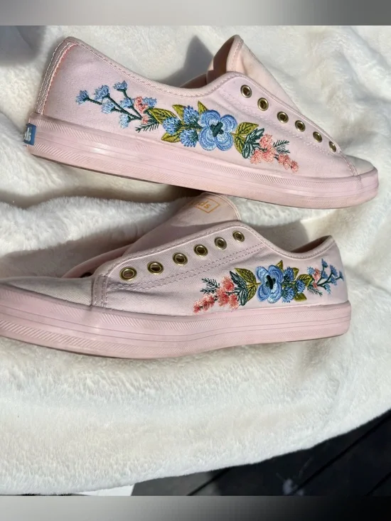 Keds x Rifle Paper Co Floral Embroidered Platform Sneakers Size 8.5 Canvas Shoes